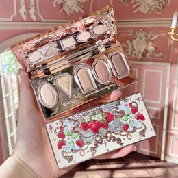 Flower Knows Strawberry Rococo Eyeshadow Pressed Glitter 5 Color Eye Shadow Creamy Texture Natural Bronze Cosmetic Eye Shadows 240124