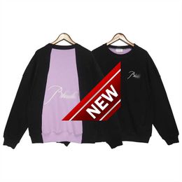 Early Autumn New American Embroidery Letter Street Loose Versatile Colour Contrast Pullover Sweater for Men and Women