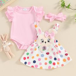 Clothing Sets Infant Born Girl Elephant Outfits 3Pc Romper Crab Suspender Skirt Set Headband Summer Fall Cute Clothes