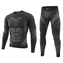 Men's Tracksuits Outdoor Sports Thermal Underwear Suit Training Fitness Clothing T-Shirt Quick-Drying Tops And Pants