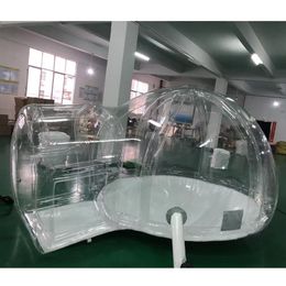 4m dia+2m tunnel wholesale Outdoor Inflatable bubble tent igloo dome Transparent Bubble House Hotel Lodge for camping