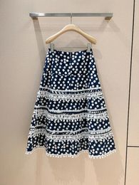 Skirts 2024 The Polka Dot Print High-waisted Mid-length Skirt Is Made Of Elastic Cotton Fabric