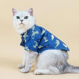 Dog Apparel Shirt Casual Pet Short Sleeve Non-sticky Hair Lovely Cat Summer Two-legged