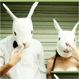 Party Masks Halloween Cosplay Animal Latex Rabbit Bunny Disguises Of Rabbits Face Head 230206 Drop Delivery Home Garden Festive Suppl Dhjlv