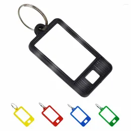 Keychains 100 Pieces Tough Plastic Key Tags Oval Shaped Label Tag With Window And Split Ring Blank Labeling 5 Colors