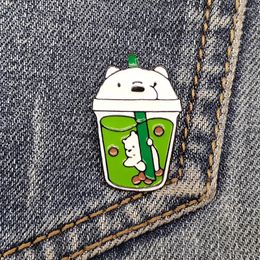 Brooches Polar Bear With Milk Tea Brooch Creative Anime Cartoon Badge Enamel Pin Clothes Backpack Jacket Lapel Jewelry Accessories