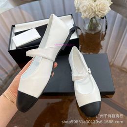 designer heels chaneles sandal round toe color matching Mary Jane single shoes womens sweet buckle shallow cut ballet flat shoes