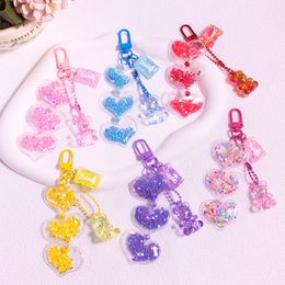 Cartoon cute sequins flask powder acrylic keychain color candy bear student bags for female bag pendant small jewelry