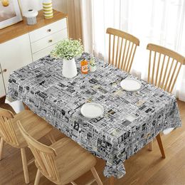 Table Cloth Vintage Spaper Tablecloth Old Historic Journal French Paper Lettering Art Design Dining Room Kitchen Rectangular Cover