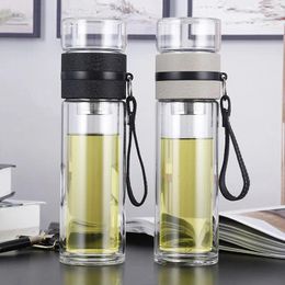 Water Bottles 500ML Glass For Dink Tea With Infuser Double Wall Bottle Brief Portable Outdoor ST195