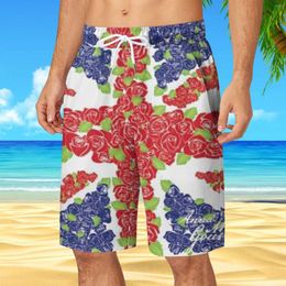 Men's Shorts Men Vintage Breeches Knee Boho Floral Print Board Loose Drawstring Double Pocket Trunks Leisure Streetwear