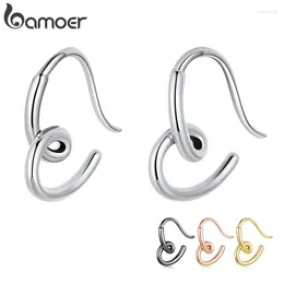 Stud Earrings Bamoer Authentic 925 Sterling Silver Simple Heart Women Ear Studs Tiny Model For Girl Fine Jewellery