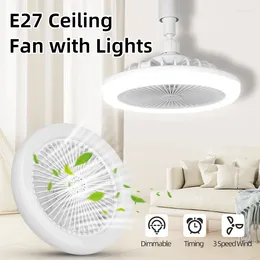 Ceiling Fan Lamp With Remote Control AC110-265V E27 Light 30W Dimmable Bulb For Bedroom Home Decor