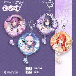 Decorative Figurines Honkai Star Rail Anime Peripheral Kafka March 7th Himeko Seele Acrylic Stand Keychain Pendant Double Flashing Badge