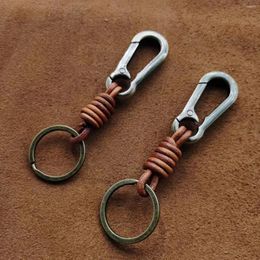 Keychains Genuine Leather Cowhide Weave Lanyard Keyring Men Women Car Key Holder Cover Auto Accessories Gifts