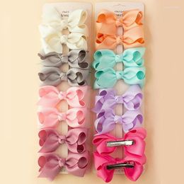 Hair Accessories 16Pcs/Lot Solid Colour Ribbon Bows Baby Clips Small Colourful Bowknot Hairpin Barrettes Girls Headwear Kids