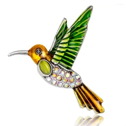 Brooches Classic Enamel Hummingbird Suit Cardigan Sweater Inlaid Rhinestone Bird Brooch For Women Men Accessories Jewelry Gift