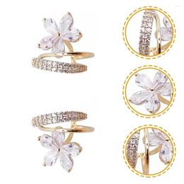 Backs Earrings Claw Flower Rhinestone Hoops Cuff For Women Perforation That Looks Like Multiple Piercing Miss