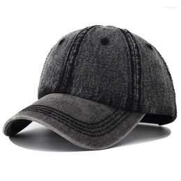 Ball Caps 2024 Retro Vintage Denim Cap Baseball Hat For Men Korean Style Solid Colour Black Snapback Hats Women Gorras B2891