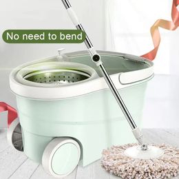 Smart Mop With Wheels Suspended Separation Bucket Spin Noozle Clean Broom Head Cleaning Floors Window House Car Tools 240123