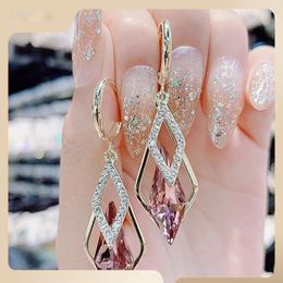 Dangle Earrings 2024 High-grade Crystal Female Geometric Autumn And Winter Temperament Light Luxury 925 Silver Needle