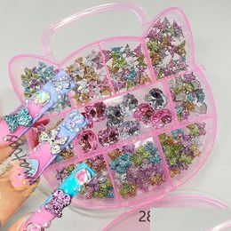 Nail Art Decorations 1Box 3D Kawaii Crystal S Bear/Cat Gems Glitter Acrylic For Decoration Supplies Press On Nails 230818 Drop Deliv Dhax2