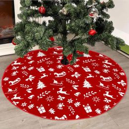 Christmas Decorations 90CM Tree Skirt Fringed Santa Claus Snowflake Stocking Gift Box Print Lace-up Holiday Indoor Decoration