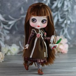 ICY DBS Blyth doll bjd joint body white skin cute Bun face suit 1/6 toy 30cm girl gift anime 240202
