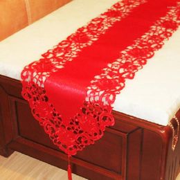 Table Runner WLIARLEO With Tassel Red Hollow Europe Luxury Runners For Home El Wedding Banquet Solid