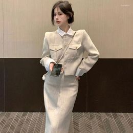 Two Piece Dress Chic And Elegant Petite Style Suit Set With Long Skirt For Women In Spring Autumn Stylish Blazer High-End Small