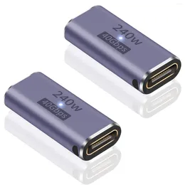 2pcs 240W USB 4 Adapter Type C Female To 40Gbps 8K Coupler Connector For Thunderbolt Switch MacBook Laptop Tablet Phone