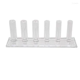 Jewellery Pouches 6 Rod Ring Holder Stand Clear Acrylic Display Organiser Small Cylinder Storage For Multiple Rings