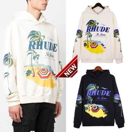 Meichao Autumn and Winter Beach Island Coconut Tree Print Cotton Tide Brand Hoodie Long Sleeve Sweater