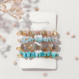 Hair Clips Candy Colors Chip Stone Cute Natural Morganites Amazonites Labradourites Hairpins For Female Jewelry Gifts