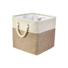 Cube Folding Storage Basket Splicing Linen Cloth Box Clothes Organize Office Bedroom Closet Laundry Large Size 240125