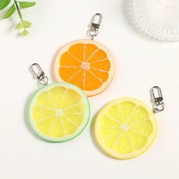 Keychains 2024 Creative Cartoon Simulated Lemon Slices Model Geometric Keychain For Women Girls Fruit Series Car Bag Accessories Key Ring