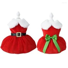 Dog Apparel Christmas Pet Clothes Dress For Small Dogs Cosplay Cat Fancy Princess Puppy Santa Claus Bow Skirt Costume