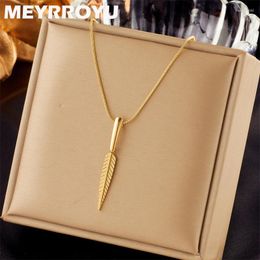 Pendant Necklaces MEYRROYU 316L Stainless Steel Fashion Leaves Necklace For Women Vintage Party Jewellery Gift Collar Acero Inoxidable Mujer