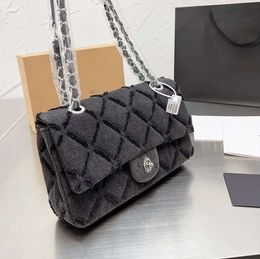 Top designer bag Flap Bag Vintage CC Handbag Dark Blue Denim Silver Chain Hardware Shoulder Straps Luxury 2024 hot sell
