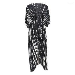 Party Dresses Women Summer Kimono Swimwear Halo Dyeing Beach Cover Up With Sashes Oversized Long Cardigan Holiday Sexy Covers Dress