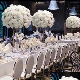 Dried Flowers Luxury Customised Big 34 Artificial Flower Ball Rose Bouquet Arrangement For Wedding Table Centrepieces Road Lead Flor Dhu2X