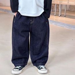 Trousers Kids Pants Childrens Clothing Children Spring Season Korean Boys Loose Wide Legs Jeans 2024 Elastic Waist