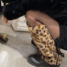 Women Socks Gyaru Furry Leg Warmers Y2K Goth White Faux Fur Warmer Boot Covers Lady Cute Jk Knee-high Hipster Warm Sock Fashion