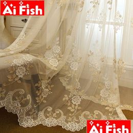 Sheer Curtains Europe Pastoral Flower Tle Living Bottom Lace Treatment Bedroom Drapes3 Y200421 Drop Delivery Home Garden Textiles Wi Dhtia