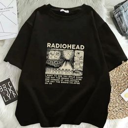 Men's Tank Tops Women T Shirt Radiohead Vintage Print Mens Oversized Unisex T-shirts Hip Hop Rock Band Music Album Tee Harajuku Male Top