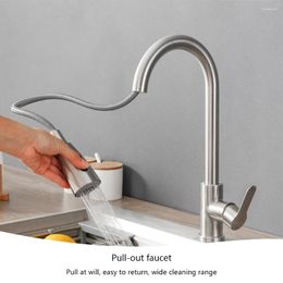 Kitchen Faucets Sink Pull Out Faucet Stainless Steel Deck Mounted Single Handle Rotary Double Outlet Method Accessory