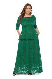 Ethnic Clothing 2024 XL-6XL Plus Size African Dresses For Women Elegant O-neck Lace Wedding Party Evening Maxi Dress Africa