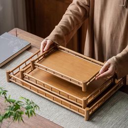 Tea Trays Chinese Tray Household Storage Rack High-end Shelf Vintage Portable Bamboo Restaurant El Serving