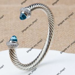 Designer Jewellery Bracelet Fashion Brand Davidss with Multiple Rows of Broken Diamonds and Zircon Popular Twisted Wire Opening 7mm silver bracelets