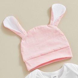 Clothing Sets Easter Baby Girl Outfits Long Sleeve Crewneck Letters Print Romper Pant Hat Set Born Spring Clothes